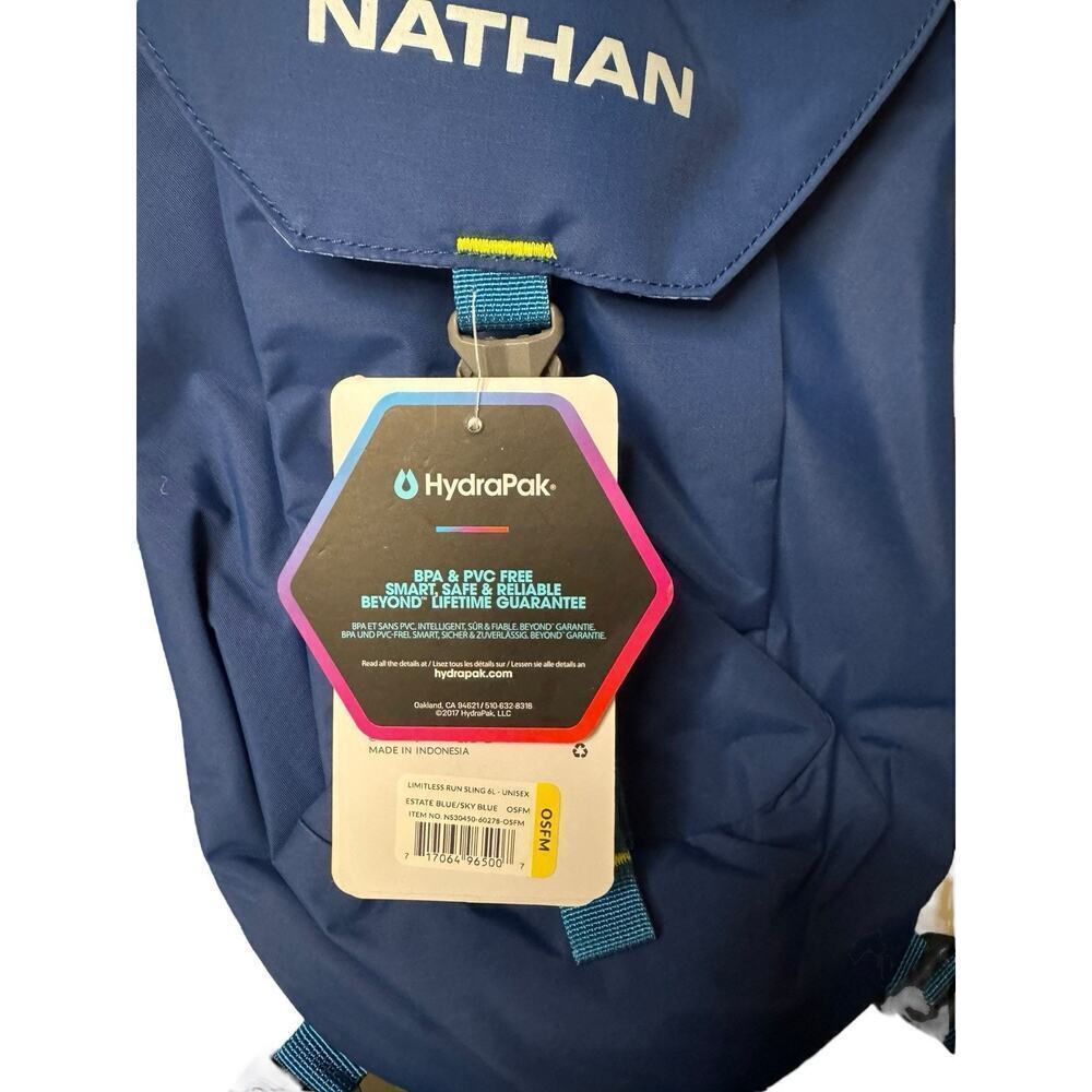 Nathan NEW Limitless 6L Hydration Sling, Two Side Pockets Pacific Blue HydraPak - Picture 4 of 6